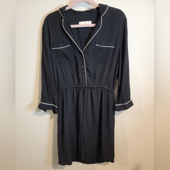 Loft by Ann Taylor Black and Ivory Pajama inspired Dress Size small - Picture 7 of 8